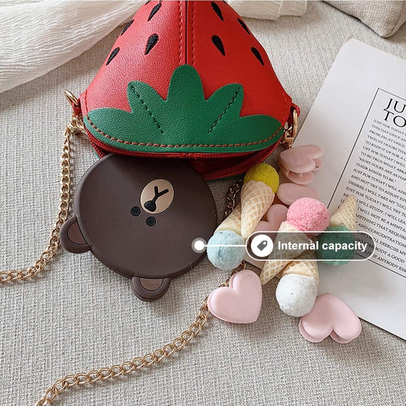 JienClound Little Girl Strawberry Purse Mini Crossbody Handbag Fashion PU Leather Clutch Shoulder Bag for Girl's holiday gift - Image 4